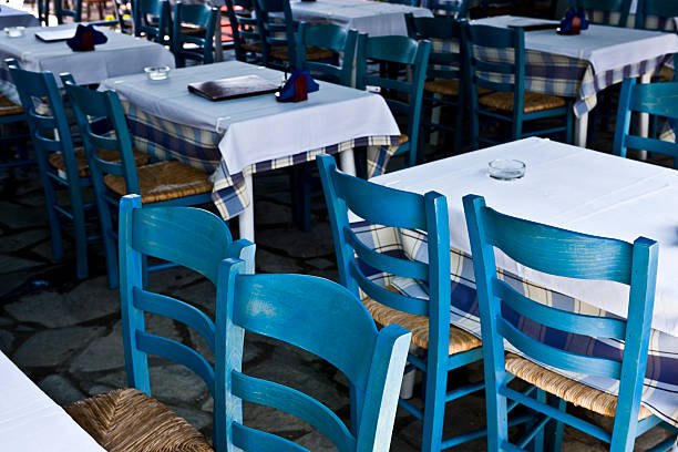 istock Greece Tavern - Chair And Tables Waiting For Customers 182882929