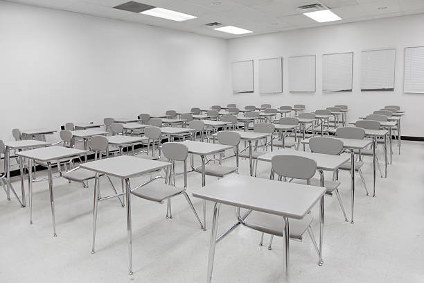 Classroom Desks in a classroom empty desk in classroom stock pictures, royalty-free photos & images