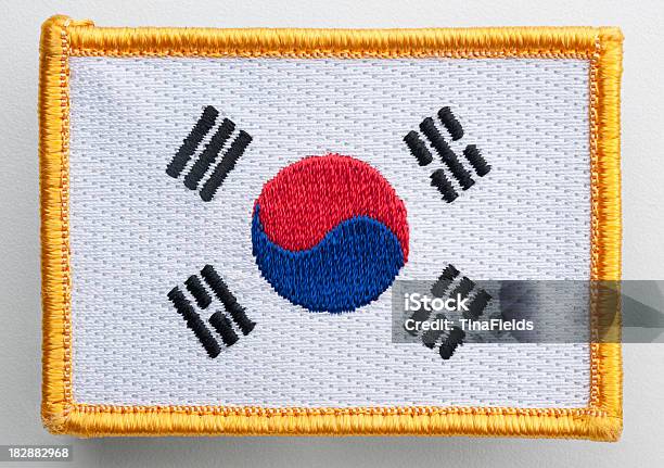 South Korea Flag Patch Stock Photo - Download Image Now - Textile Patch, White Color, Embroidery
