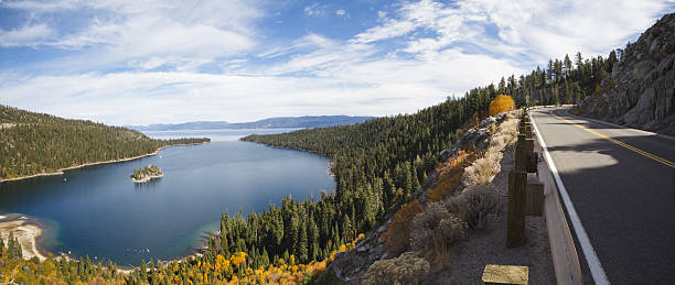 istock Emerald Bay fall colors panorama, Lake Tahoe California 182883135