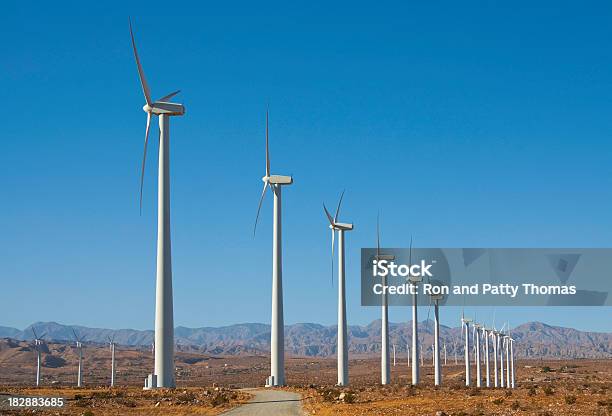 Wind Turbines Near Palm Springs Ca Stock Photo - Download Image Now - Blue, California, Electricity