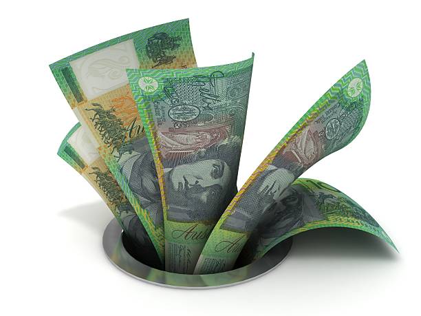 Money down the Drain - Australian Currency  australian dollar stock pictures, royalty-free photos & images