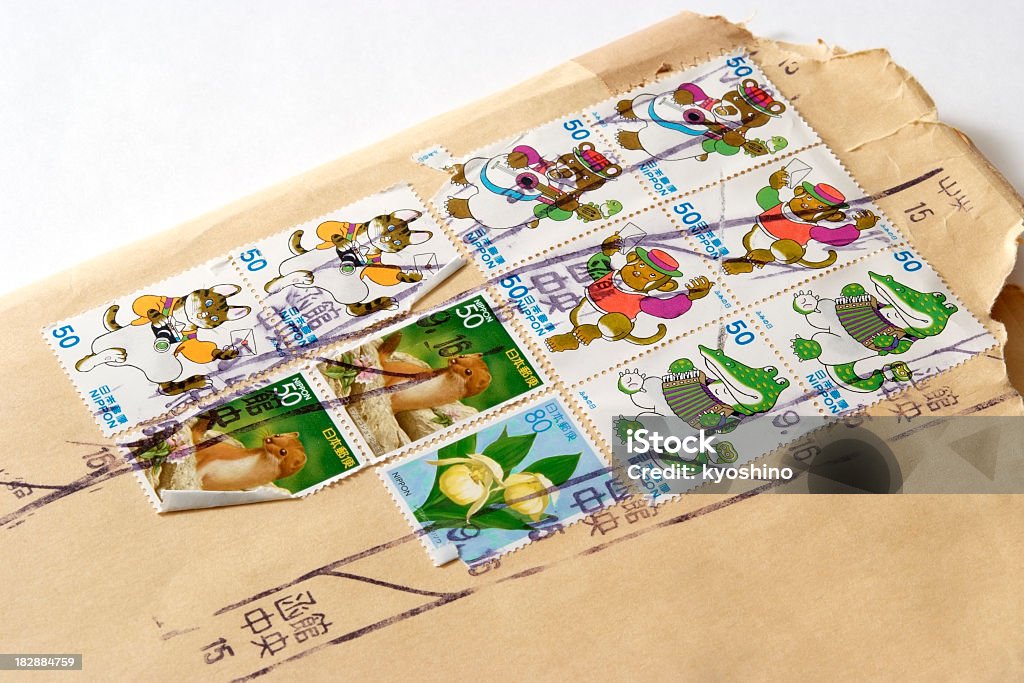 郵便切手 - くしゃくしゃのロイヤリティフリーストックフォト