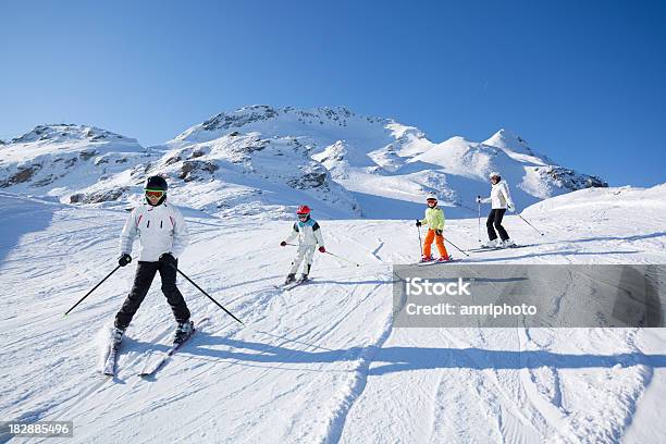 부품군 스키타기 On 화창한 날 스키타기에 대한 스톡 사진 및 기타 이미지 - 스키타기, 가족, 스키