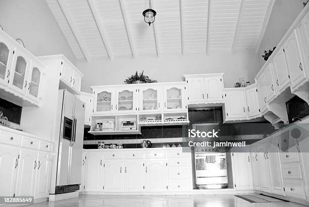 Opulent Kitchen Stock Photo - Download Image Now - Appliance, Black And White, Cabinet
