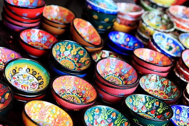 pottery art "this kind of hand made art craft is famous in middle eastern cultures as well as in the Mexican one, usually sold in gift shops as souvenirs..More Similar and Arabia Related.." bazaar market stock pictures, royalty-free photos & images