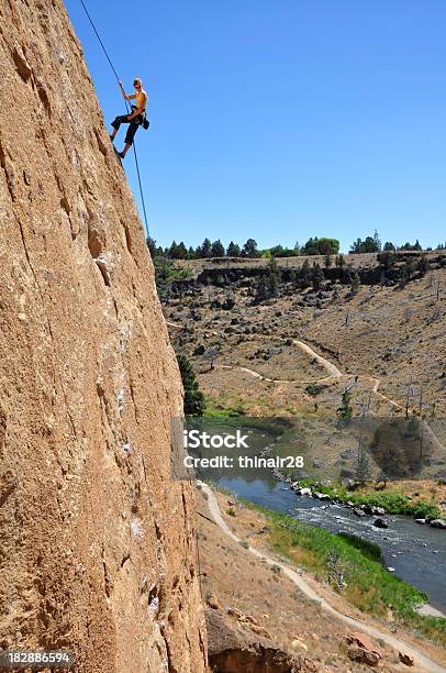 Woman Rappelling Stock Photo - Download Image Now - Activity, Adult, Adults Only