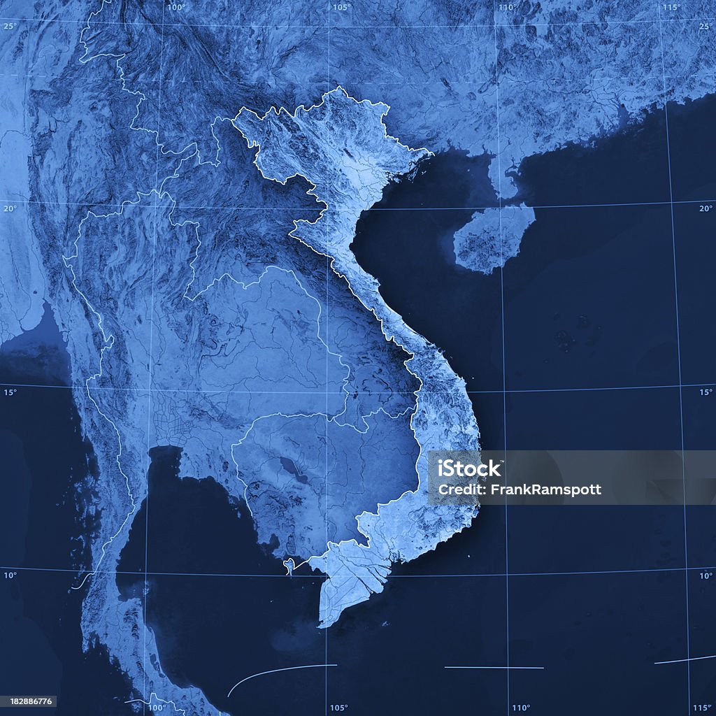 Vietnam mappa topografica - Foto stock royalty-free di Vietnam