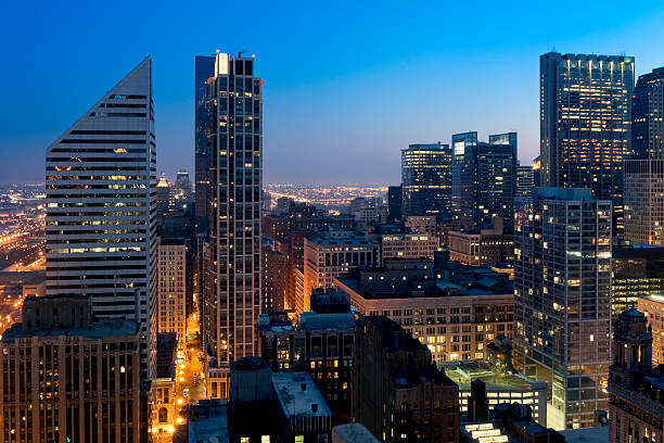 istock Aerial View of Chicago Loop at Dusk 182886947