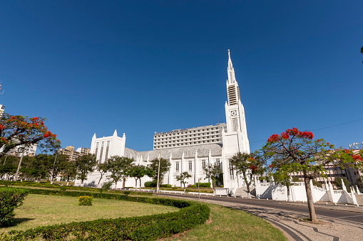 Maputo, Mozambique - December 03, 2023: Cathedral of Our Lady of the Immaculate Conception near independence square