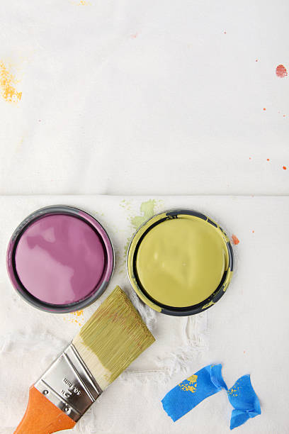 istock Painting Background with Paint Can Lids 182887154