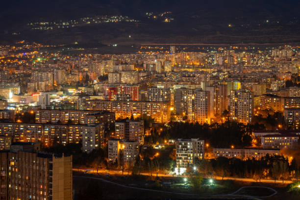 istock Old soviet residential district Gldani at night. Tbilisi 1828873041
