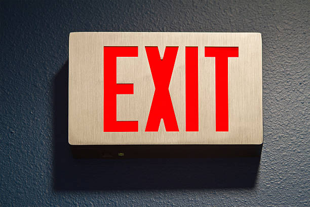 Exit Sign Fire Exit Sign box exit sign photos stock pictures, royalty-free photos & images