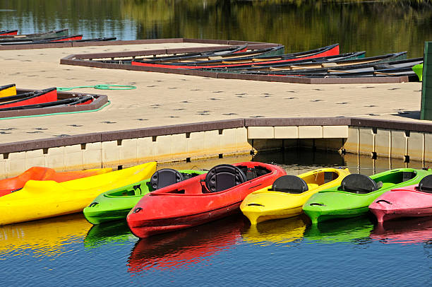 istock Plastic kayaks at dock in marina 182888323