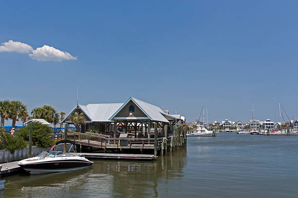 Bald Head Island Harbor "A view of the harbor on Smith Island, North Carolina.See more of my beach and coastal pictures" bald head island stock pictures, royalty-free photos & images