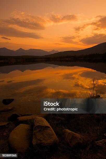 Sunset Over Pyramid Lake Stock Photo - Download Image Now - Alberta, Backgrounds, Beauty In Nature