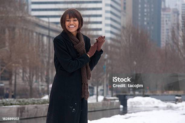 Foto de Mulher De Inverno Em Chicago e mais fotos de stock de Chicago - Illinois - Chicago - Illinois, Inverno, Mulheres