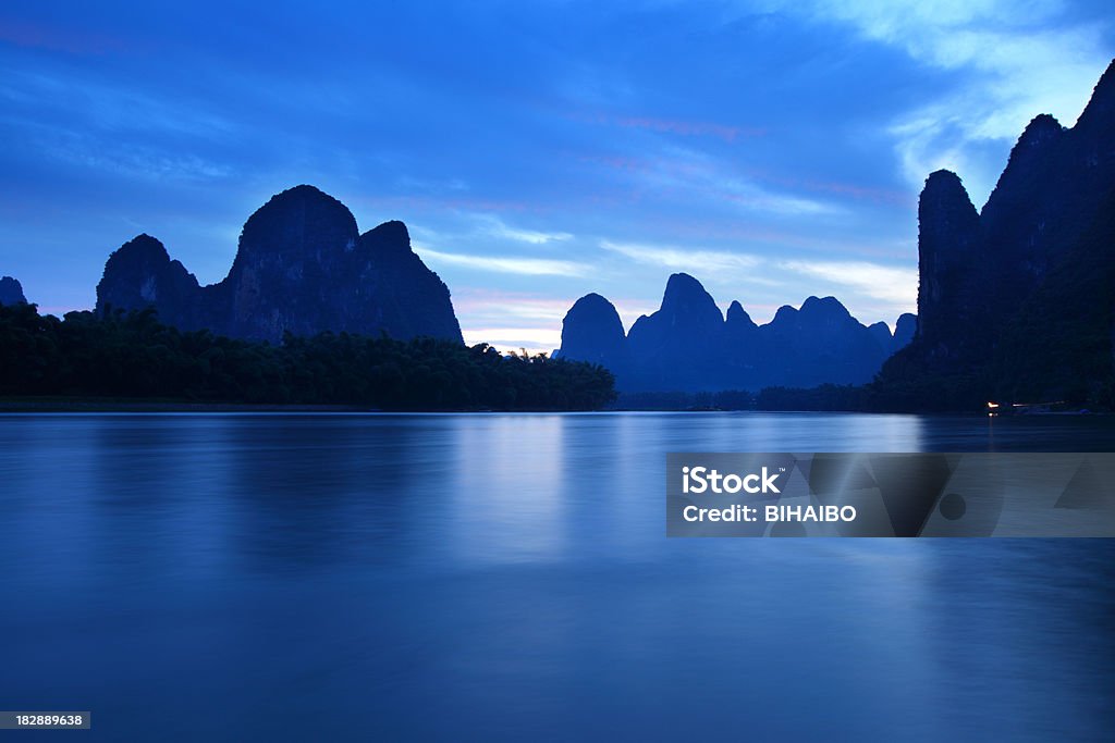 Li jing river at dawn "Li river and peaks at dawn .yangshuo,guilin,china.Please refer to my other Yangshuo pictures,thanks." Asia Stock Photo