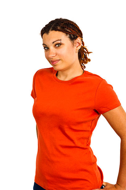 istock Young Woman In Plain T-shirt 182890035