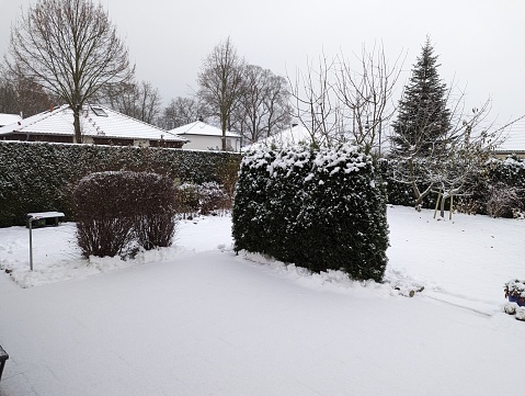Snowy landscape, onset of winter in Germany.