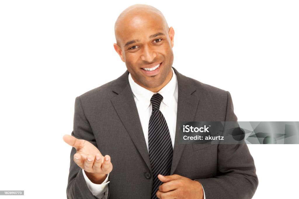 Profissional afro-americano homem de negócios em terno balançando um bastão Mão Levantada - Foto de stock de 30-34 Anos royalty-free