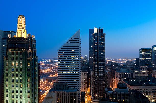istock Aerial View of Chicago Loop at Dusk 182890782