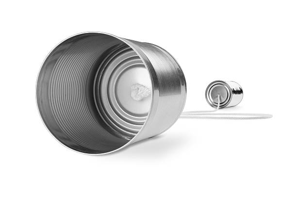 istock Tin can telephone isolated on a white background 182891126