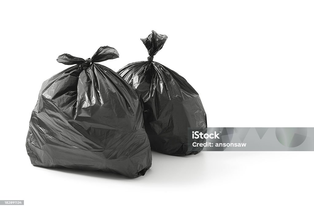 bin bags trash bags on white background with copy sapce Garbage Stock Photo
