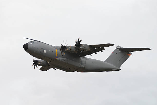 Military transport plane, the new Airbus A-400M stock photo