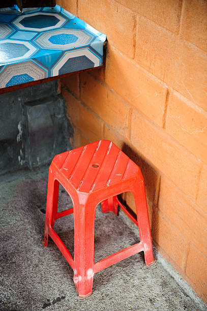 istock Red stool in road side cafe Bali Indonesia 182892068