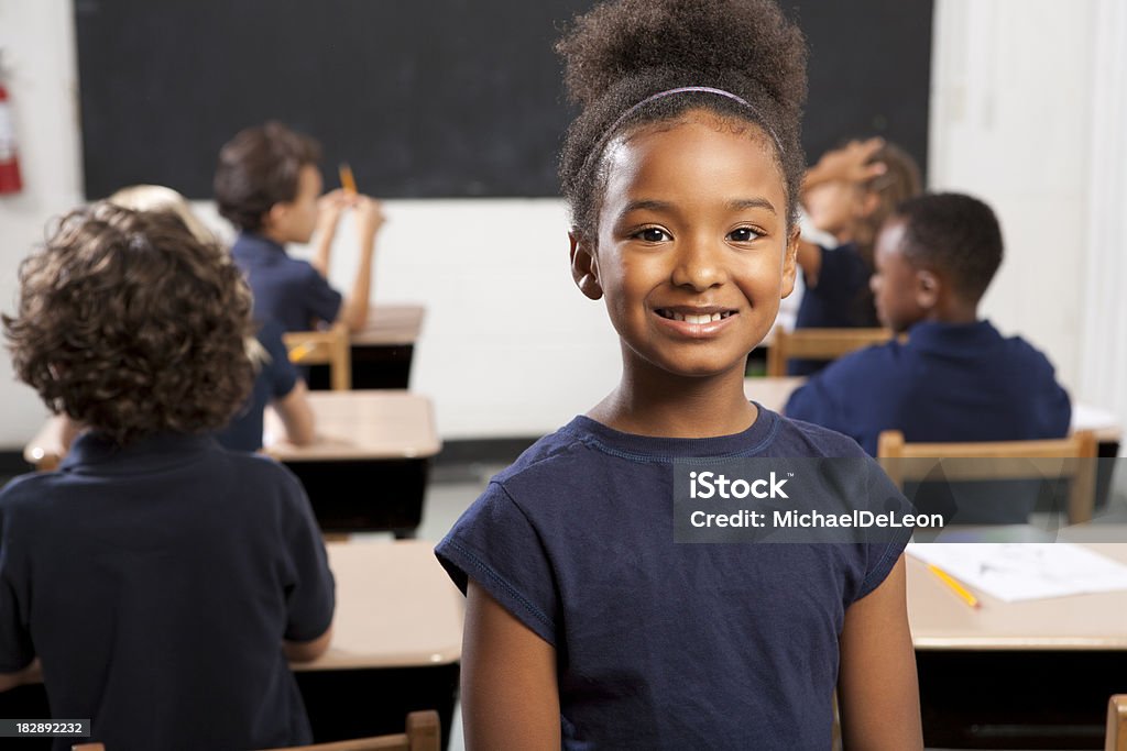 Schulkind-Nur Mädchen in class - Lizenzfrei 8-9 Jahre Stock-Foto