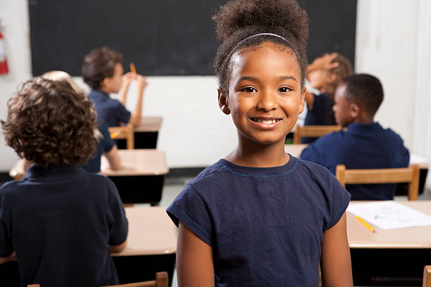 istock Schoolgirl in class 182892232