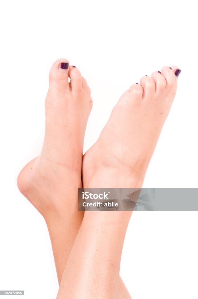 Woman's feet Extraordinary feet, studio shot Nail Polish Stock Photo