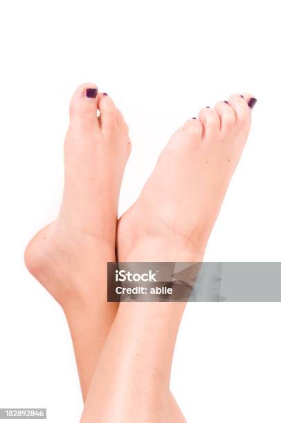 Womans Feet Stock Photo - Download Image Now - Nail Polish, White Background, Adult