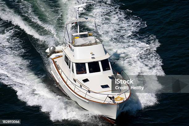 Motorboat Makes A Splash Stock Photo - Download Image Now - Activity, Aerial View, Aquatic Sport