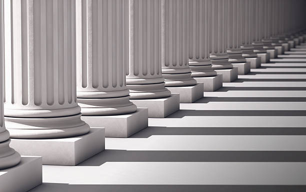 Columns with shadows deep perspective A row of columns diminishes to the vanishing point and out of focus.Computer Generated for perfect shadow angles and crisp columns. government photos stock pictures, royalty-free photos & images