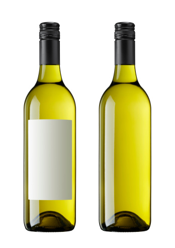 white wine bottle with and without blank label