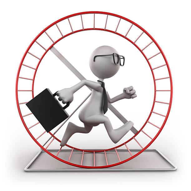 istock Businessman in exercise wheel, isolated with clipping path 182893825