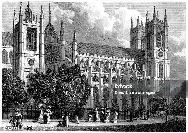 Westminster Abbey And St Margarets Church London 1829 Stock Illustration - Download Image Now