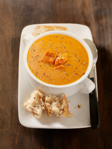 Lobster Bisque with Crusty Bread - Photographed on Hasselblad H3D2-39mb Camera