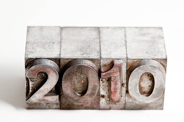 istock 2010 inscription close-up, typescript fonts 182894770