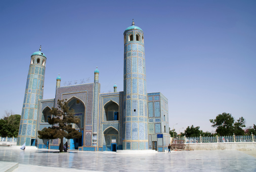 Tashkent, Uzbekistan - April 20, 2023: Central White Mosque in Tashkent Minor