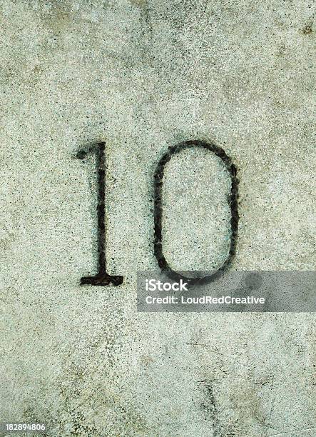 Concrete Number 10 Stock Photo - Download Image Now - Etching, Financial Figures, Number