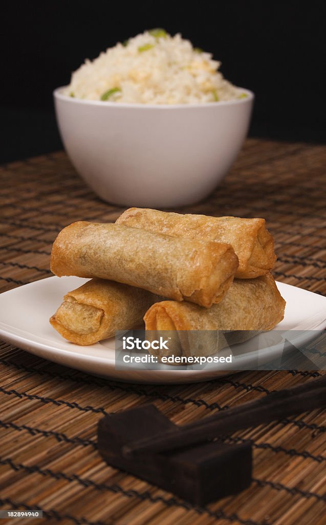 Egg Spring Rice Spring Rolls And Egg Fried Rice Stock Photo - Download Image Now ...
