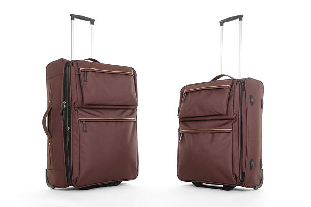White Travel suitcase on white background