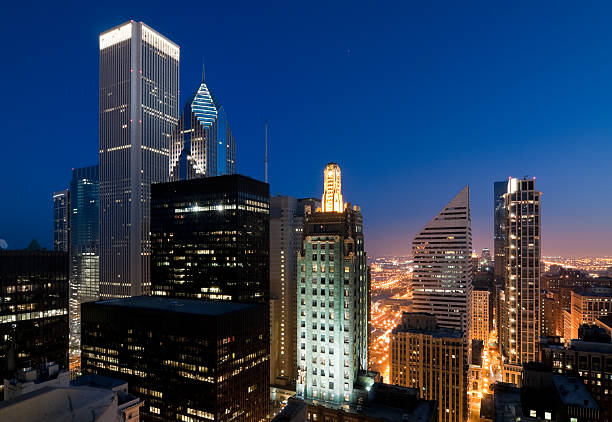 istock Aerial View of Chicago Loop at Dusk 182895543
