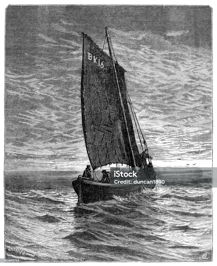 Victorian Fischerboot - Lizenzfrei 19. Jahrhundert Stock-Illustration