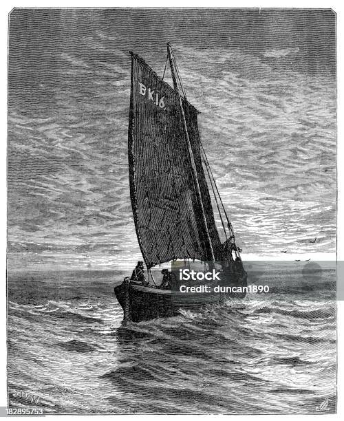 Ilustración de Victorian La Pesca En Bote y más Vectores Libres de Derechos de Agricultura - Agricultura, Agua, Anticuado