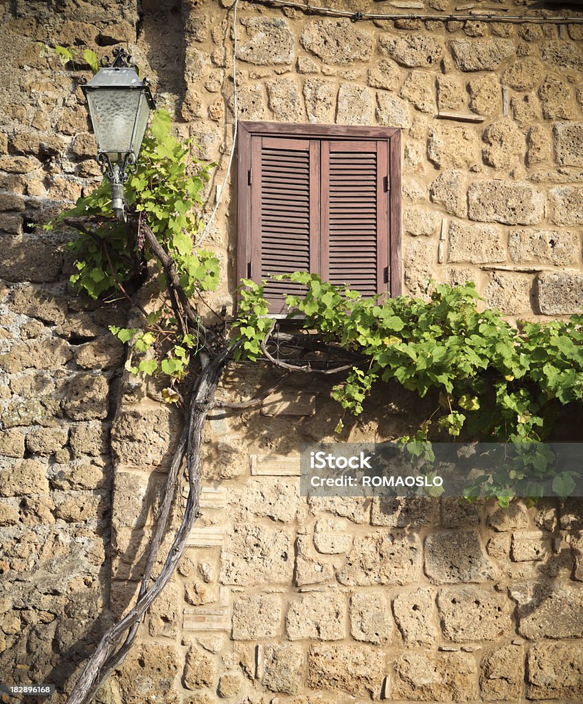 Persiane chiuse, uva e Luce stradale in Toscana, Italia - Foto stock royalty-free di Facciata