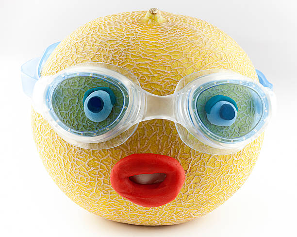 istock Melon Portrait with swimming goggles 182897060